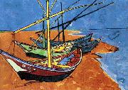 Vincent Van Gogh Boats on the Beach of Saintes-Maries oil painting